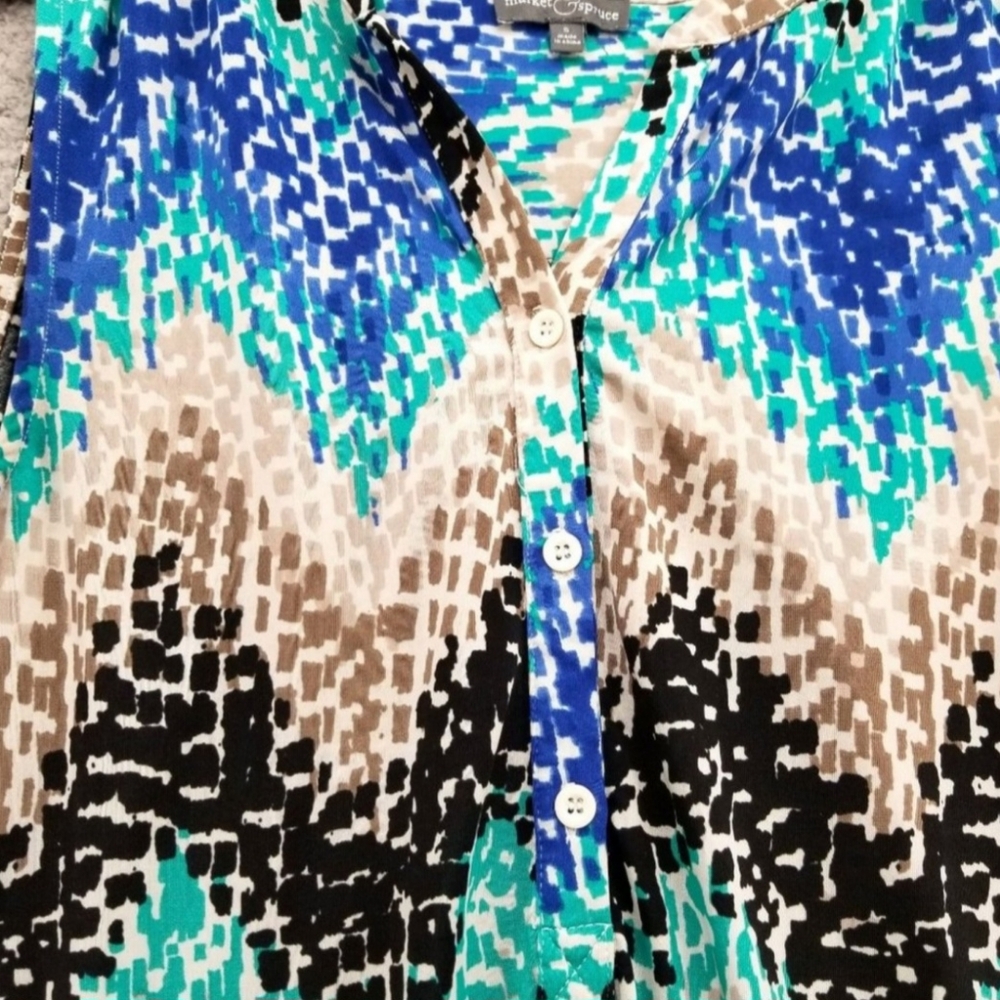 $4 If Bundled | Market Spruce | Brackley Henley Tank Tunic Multicolor Sleeveless - Picture 6 of 8